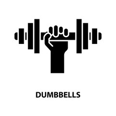 dumbbells icon, black vector sign with editable strokes, concept illustration