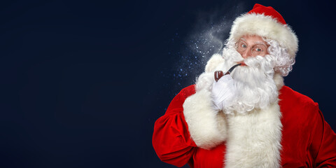 smoking a pipe santa