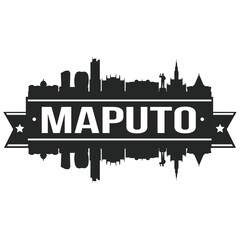 Maputo Mozambique Skyline Silhouette Design City Vector Art Famous Buildings Stamp Stencil.