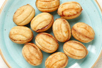 Sweet national Russian cookies - nuts with condensed milk.