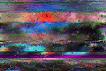 Abstract databending glitch break. VHS effects.	