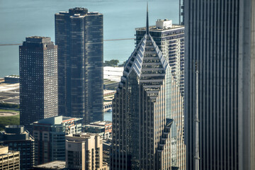 The tops of Chicago skyscrapers
