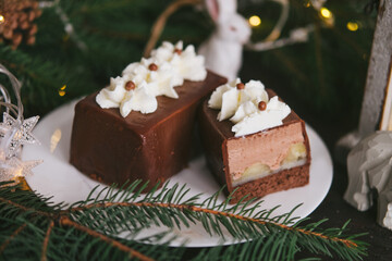 Handmade homemade sweets on a Christmas background. Cooking.