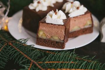 Handmade homemade sweets on a Christmas background. Cooking.