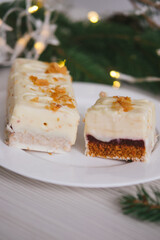 Handmade homemade sweets on a Christmas background. Cooking.