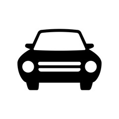 Car icon. Front view. Black silhouette. Vector flat graphic illustration. The isolated object on a white background. Isolate.