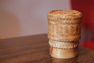 bamboo rice box in Thai restaurant