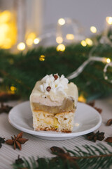 Handmade homemade sweets on a Christmas background. Cooking.