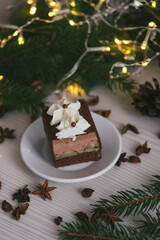Handmade homemade sweets on a Christmas background. Cooking.