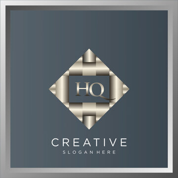 HQ Initial shiny 3D metallic silver logo vector monogram template.