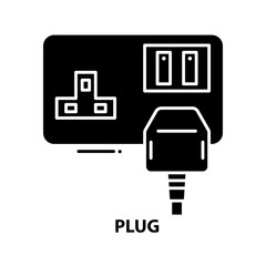 plug icon, black vector sign with editable strokes, concept illustration