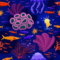 Fototapeta na wymiar Marine life seamless pattern