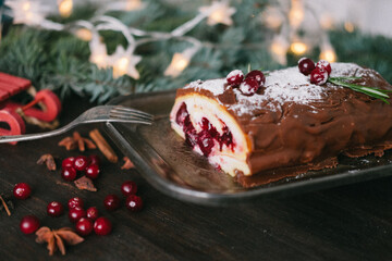 Handmade homemade sweets on a Christmas background. Cooking.