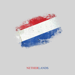 Grunge Flag Of Netherlands. Isolated on gray Background