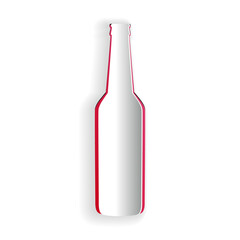Paper cut Beer bottle icon isolated on white background. Paper art style. Vector.