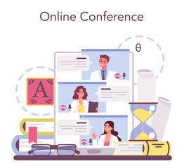 Philologist online service or platform. Professional scientist studying