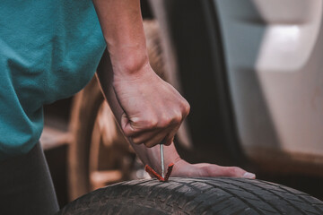 Repair Tires Recap patch a tyre ,Flat tire The tire is leaking from the nail Can a Tire be Repaired...