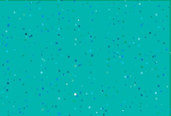Light Blue, Green vector template with crystals, circles, squares.
