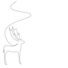 Deer animal line drawing, vector illustration