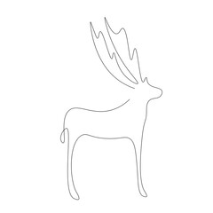 Deer animal line drawing, vector illustration