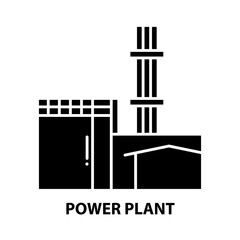 power plant symbol icon, black vector sign with editable strokes, concept illustration