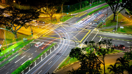 Light trail capture of traffic signal, Singapore
