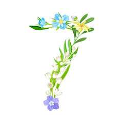 Numeral Character or Number Composed of Decorative Nature Elements Vector Illustration