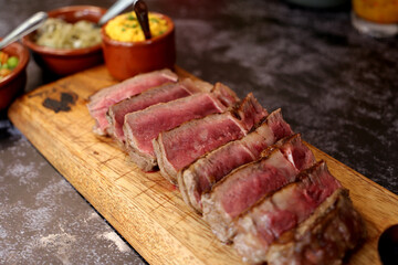 Traditional Brazilian meat for barbecue. Grilled steaks 