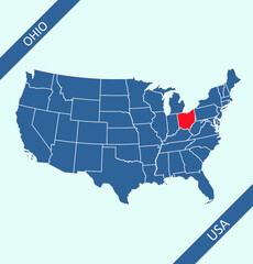 Ohio on USA map vector