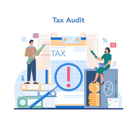 Tax inspector concept. Idea of accounting and payment. Tax