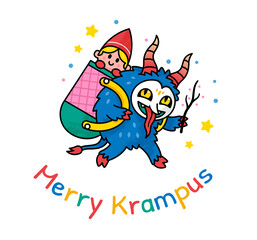 Krampus funny and cute illustration