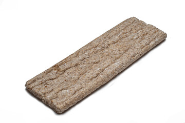 Extruded rye bread for diet isolated on white background.