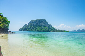 Beautiful idyllic seascape and white sand on Thale Waek or Separated Sea krabi city Thailand.Krabi - in southern Thailand is one of the most relaxing places on the planet.