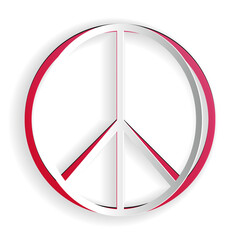 Paper cut Peace sign icon isolated on white background. Hippie symbol of peace. Paper art style. Vector.