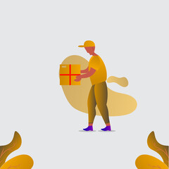 flat design style, Online delivery service concept, online order tracking, delivery home, and office. delivery man and box. Vector illustration