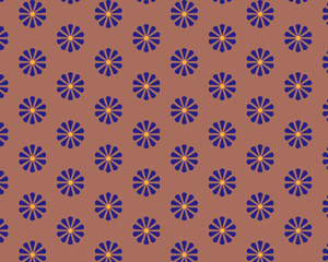 abstract brown background blue daisies Print