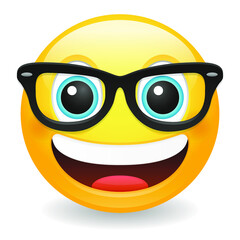 Geek glasses Emoji Kawaii Face. Nerdy Vector Design Art Trendy Communication. Chat Elements.