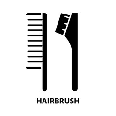 hairbrush icon, black vector sign with editable strokes, concept illustration