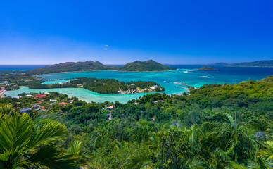 A view from the top of natural reserve Fond Ferdinand on Praslin island in Seychelles