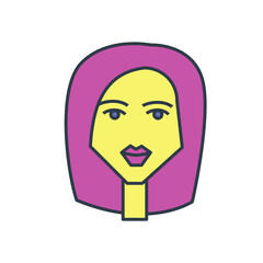 Cute young girl face icon . Astrology zodiac sign Virgo. Vector flat design icon