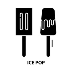 ice pop icon, black vector sign with editable strokes, concept illustration