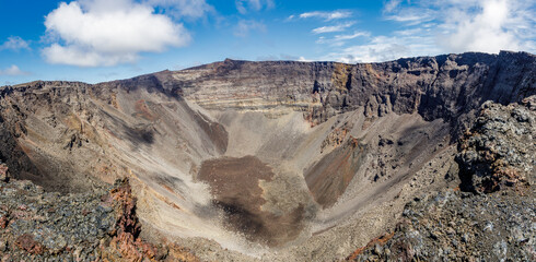  Panoramic view of the Cratere Dolomieu, the top of the volcano Piton de la Fournaise on Reunion Island

