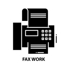 fax work icon, black vector sign with editable strokes, concept illustration