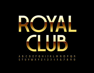 Vector premium template Royal Club. Elite Gold Font. Luxury style Alphabet Letters and Numbers set
