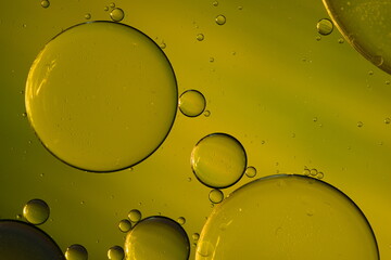 abstract, yellow background with bubbles, oil photography