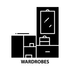 wardrobes icon, black vector sign with editable strokes, concept illustration
