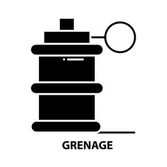 grenage icon, black vector sign with editable strokes, concept illustration