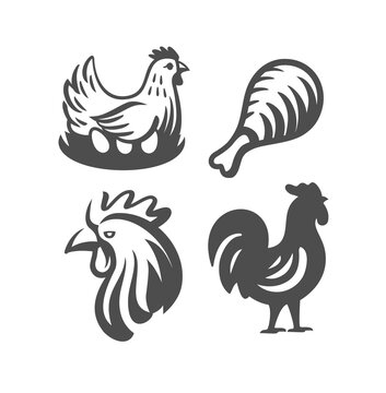 logo chicken and rooster emblems on white background