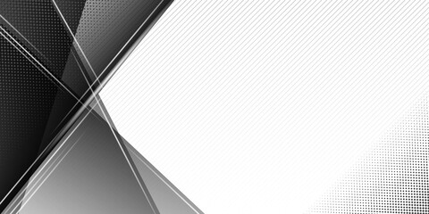Black and white abstract background with white light and black triangle
