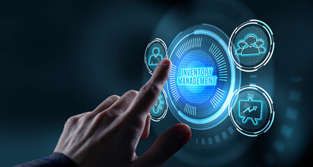 Internet, business, Technology and network concept.virtual screen of the future and sees the inscription: Inventory management